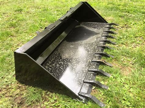 84 inch toothed skid steer bucket|84 universal mount dirt bucket.